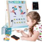 Jucarii, Copii si Bebe - Jucarii si jocuri - Jucarii & jocuri educative - Jocuri si jucarii educative - Tabla magnetica  cu doua fete, litere, cifre  si forme geometrice magnetice, marker si creta, 50 x 38 cm, 3 ani+ - Infinity.ro