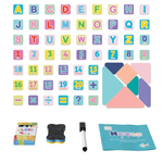 Jucarii, Copii si Bebe - Jucarii si jocuri - Jucarii & jocuri educative - Jocuri si jucarii educative - Tabla magnetica  cu doua fete, litere, cifre  si forme geometrice magnetice, marker si creta, 50 x 38 cm, 3 ani+ - Infinity.ro