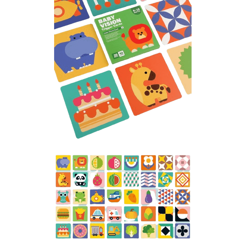 Jucarii, Copii si Bebe - Jucarii si jocuri - Jucarii bebelusi - Jucarii interactive bebelusi - Set 20 carduri stimulare vizuala bebe, Color, 6 – 12 luni, EduJucarii - Infinity.ro