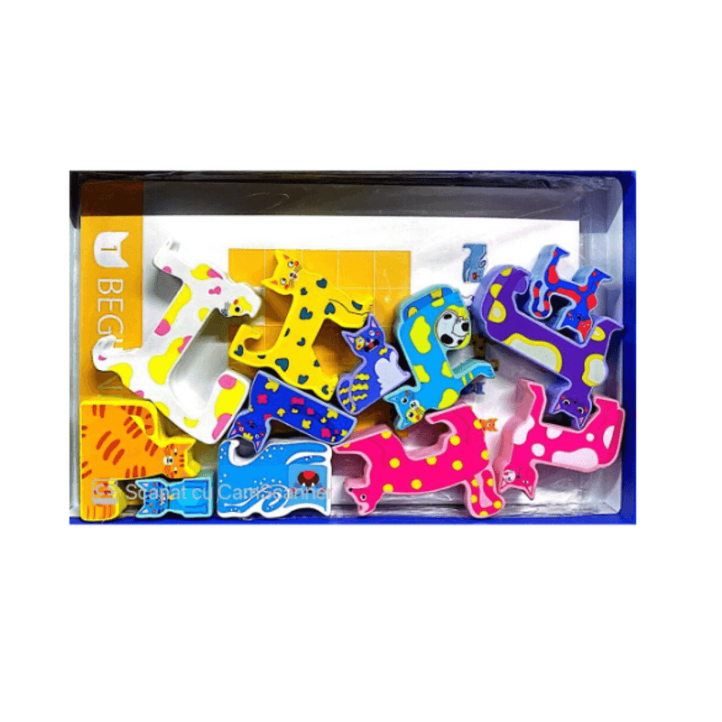 Jucarii, Copii si Bebe - Jucarii si jocuri - Jucarii & jocuri educative - Jocuri si jucarii educative - Joc Educativ 3D,  Montessori, Lemn, Tetris Cu Pisici, 4 ani+ - Infinity.ro