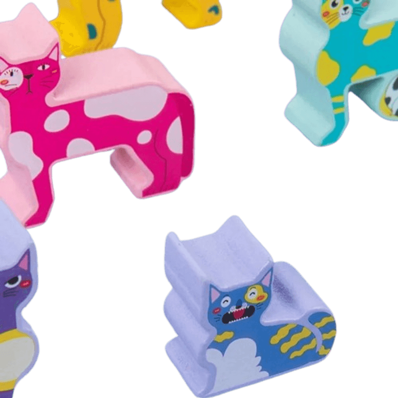 Jucarii, Copii si Bebe - Jucarii si jocuri - Jucarii & jocuri educative - Jocuri si jucarii educative - Joc Educativ 3D,  Montessori, Lemn, Tetris Cu Pisici, 4 ani+ - Infinity.ro
