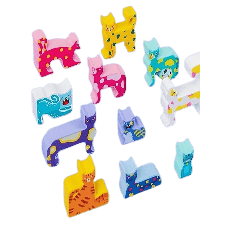 Jucarii, Copii si Bebe - Jucarii si jocuri - Jucarii & jocuri educative - Jocuri si jucarii educative - Joc Educativ 3D,  Montessori, Lemn, Tetris Cu Pisici, 4 ani+ - Infinity.ro