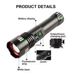 Sport si Outdoor - Camping - Articole solare camping - Lampi si lanterne camping - Lanterna LED cu zoom telescopic, P45, reincarcabila, 20W, 2000LM, IP43, afisaj baterie, 18x4.3 cm, negru - Infinity.ro