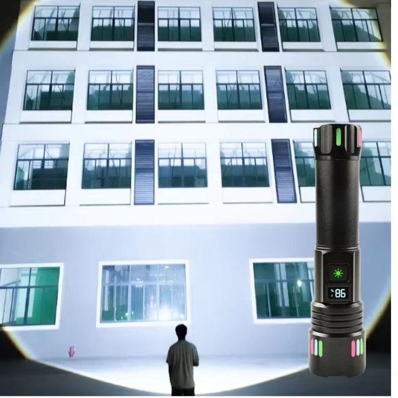 Sport si Outdoor - Camping - Articole solare camping - Lampi si lanterne camping - Lanterna LED cu zoom telescopic, P45, reincarcabila, 20W, 2000LM, IP43, afisaj baterie, 18x4.3 cm, negru - Infinity.ro