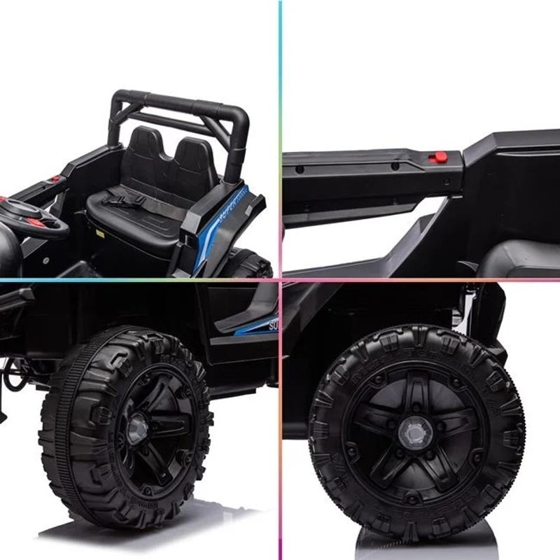 Jucarii, Copii si Bebe - Jucarii si jocuri - Jucarii de exterior - Masinute si vehicule pentru copii - Masina Electrica pentru copii, model Teren Off Road, 12V, 9 luni–3 ani, 30 kg, negru-bleu - Infinity.ro