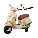 Jucarii, Copii si Bebe - Jucarii si jocuri - Jucarii de exterior - Masinute si vehicule pentru copii - Motocicleta electrica Vespa, 6V, 3-6 ani, 30 kg, Piele si Faruri Led, bej - Infinity.ro