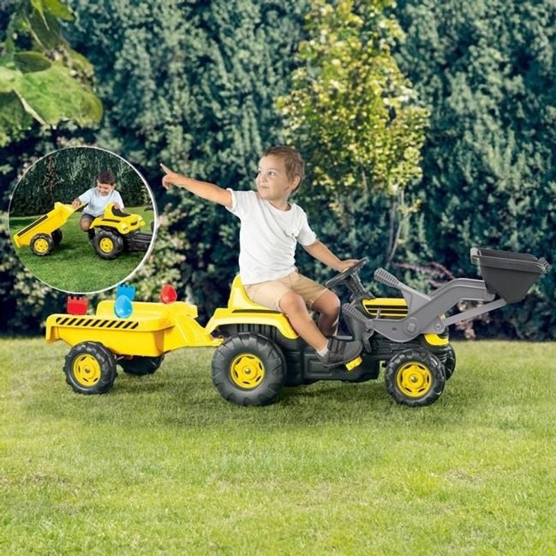 Jucarii, Copii si Bebe - Jucarii si jocuri - Jucarii de exterior - Masinute si vehicule pentru copii - Tractor cu Pedale pentru copii, Excavator, Remorca si Accesorii, 3 ani +, 50 kg, 171x45x52cm - Infinity.ro