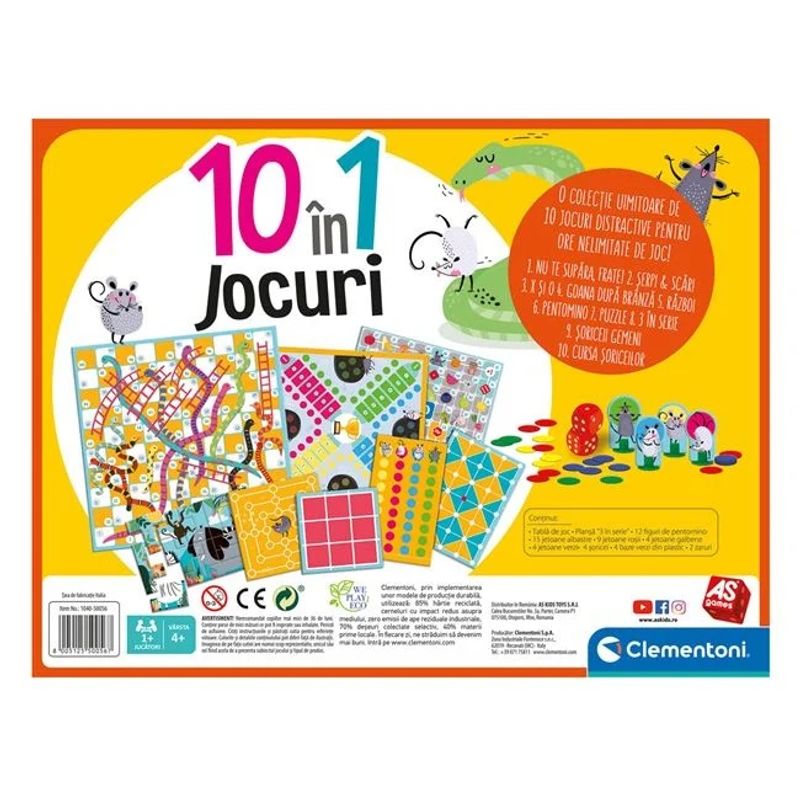 Jucarii, Copii si Bebe - Jucarii si jocuri - Jocuri si puzzle - Jocuri de societate - Joc de societate „10 in 1 jocuri”, clasice si educative, varsta 4+ ani, 5x37x28.1cm, multicolor - Infinity.ro