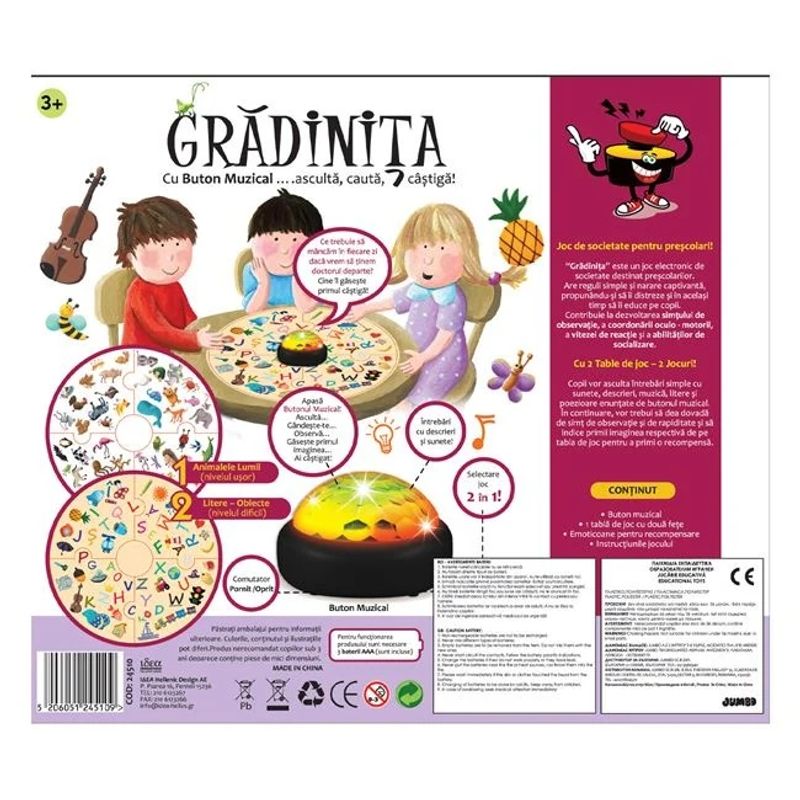 Jucarii, Copii si Bebe - Jucarii si jocuri - Jocuri si puzzle - Jocuri de societate - Joc de societate „Gradinita cu buton muzical”, varsta 7+ ani, multicolor - Infinity.ro