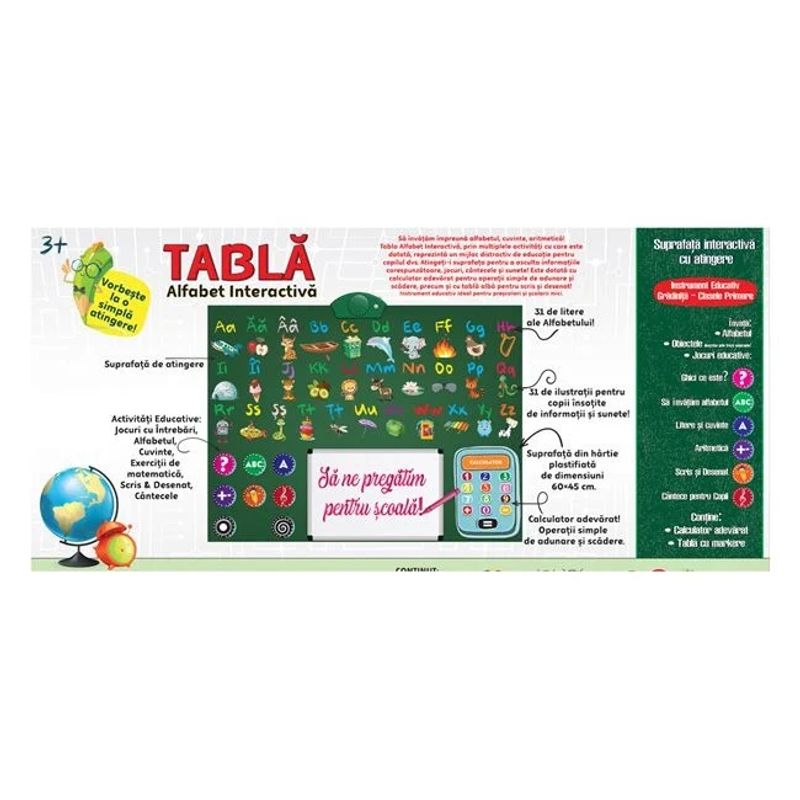 Jucarii, Copii si Bebe - Jucarii si jocuri - Jucarii & jocuri educative - Jocuri si jucarii educative - Joc educativ „Tabla cu Alfabet romanesc”, functioneaza cu baterii, varsta 3+ ani, multicolor - Infinity.ro