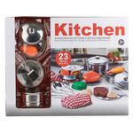 Jucarii, Copii si Bebe - Jucarii si jocuri - Jucarii de rol - Bucatarii copii - Set de joaca cu ustensile de bucatarie, 23 piese, din plastic, dimensiune 43x10x35cm, multicolor - Infinity.ro