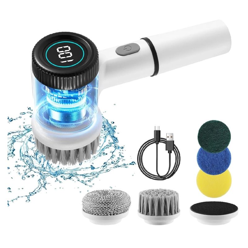 Market - Curatenie si intretinere casa - Produse menaj - Accesorii curatenie - Perie electrica rotativa pentru curat, Fara fir , 5 capete, 3 viteze, Incarcare USB, Rezistenta la apa - Infinity.ro