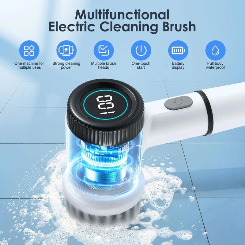 Market - Curatenie si intretinere casa - Produse menaj - Accesorii curatenie - Perie electrica rotativa pentru curat, Fara fir , 5 capete, 3 viteze, Incarcare USB, Rezistenta la apa - Infinity.ro