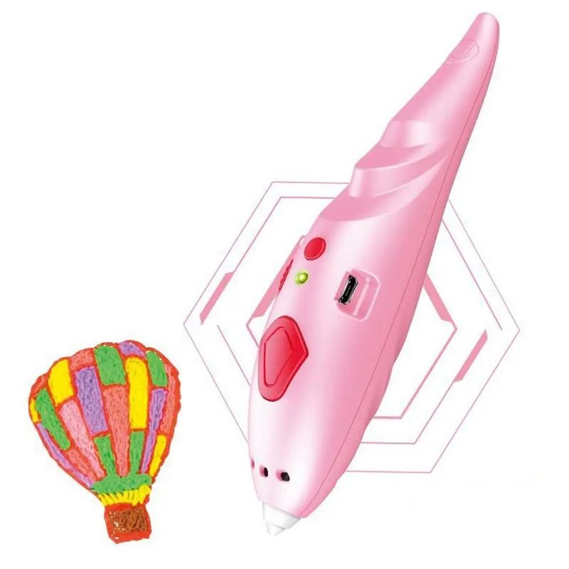 PC, gaming si accesorii - Imprimante, scanere & consumabile - Imprimare 3D - Creioane 3D - Set Creion Stilou 3D cu Filamente Multicolore de 1.75mm si incarcare USB, Roz - Infinity.ro