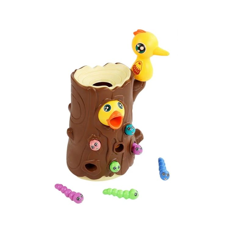 Jucarii, Copii si Bebe - Jucarii si jocuri - Jucarii & jocuri educative - Jucarii interactive - Joc de indemanare pentru copii de 3 ani+, cu magnet, hraneste puii de ciocanitoare, 14.5x10.5x19cm, multicolor - Infinity.ro