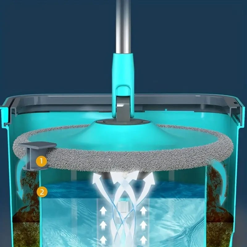 Market - Curatenie si intretinere casa - Produse menaj - Accesorii curatenie - Set cu galeata 6L si mop cu stoarcere prin centrifuga, 2 rezerve, separare a apei, tucoaz - Infinity.ro