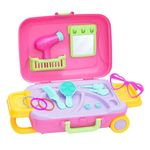 Jucarii, Copii si Bebe - Jucarii si jocuri - Jucarii de rol - Frumusete, bijuterii si accesorii fetite - Set de joaca valiza cu roti, cu 18 piese pentru coafor, din plastic, 24x12x36cm, multicolor - Infinity.ro