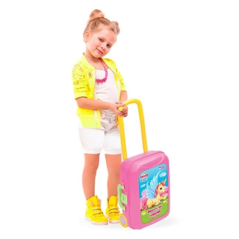 Jucarii, Copii si Bebe - Jucarii si jocuri - Jucarii de rol - Frumusete, bijuterii si accesorii fetite - Set de joaca valiza cu roti, cu 18 piese pentru coafor, din plastic, 24x12x36cm, multicolor - Infinity.ro