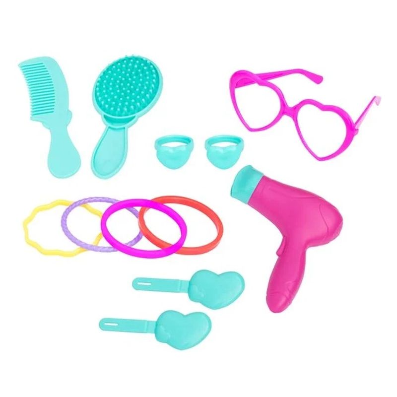 Jucarii, Copii si Bebe - Jucarii si jocuri - Jucarii de rol - Frumusete, bijuterii si accesorii fetite - Set de joaca valiza cu roti, cu 18 piese pentru coafor, din plastic, 24x12x36cm, multicolor - Infinity.ro