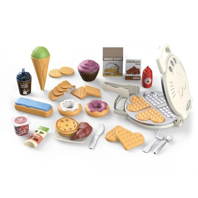 Jucarii, Copii si Bebe - Jucarii si jocuri - Jucarii de rol - Bucatarii copii - Set de joaca aparat pentru vafe, cu ingrediente, lumina si sunet, copii 3+ ani, 50x6x38cm, multicolor - Infinity.ro