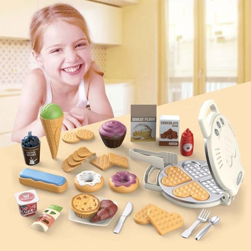 Jucarii, Copii si Bebe - Jucarii si jocuri - Jucarii de rol - Bucatarii copii - Set de joaca aparat pentru vafe, cu ingrediente, lumina si sunet, copii 3+ ani, 50x6x38cm, multicolor - Infinity.ro