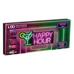Casa si Gradina - Corpuri si surse de iluminat - Veioze si lampi - Veioze - Lampa LED neon colorat, model cu scris "Happy Hour" Cocktail, cu cablu de 1.8M inclus, 43x21 cm, transparent - Infinity.ro