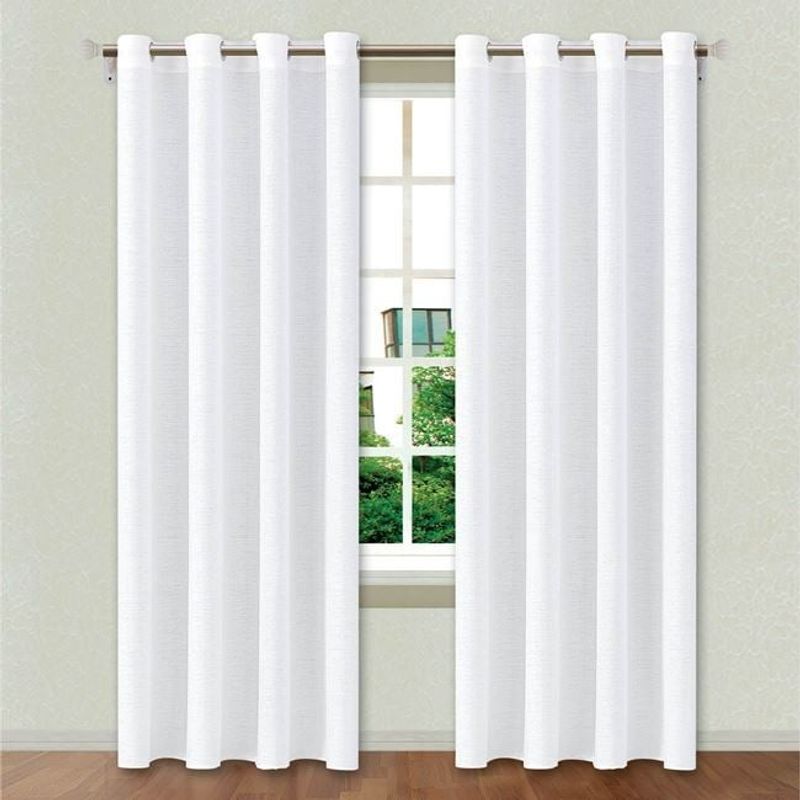 Casa si Gradina - Textile si covoare - Perdele si draperii - Draperii - Draperie decorativa , grad de umbrire scazut, model tip tesatura reliefata, cu inele, 140x250 cm, alb - Infinity.ro