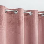 Casa si Gradina - Textile si covoare - Perdele si draperii - Draperii - Draperie decorative catifelata, tip blackout, model frunze tropicale, cu inele, 140x260 cm, roz - Infinity.ro
