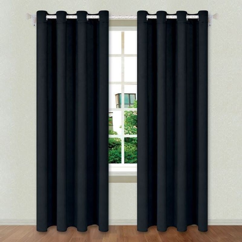 Casa si Gradina - Textile si covoare - Perdele si draperii - Draperii - Draperie decorativa, tip blackout - nu lasa lumina sa treaca, cu inele, 140x260 cm, negru - Infinity.ro