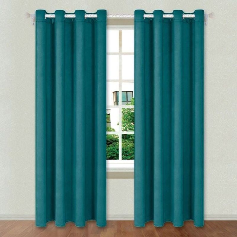 Casa si Gradina - Textile si covoare - Perdele si draperii - Draperii - Draperie decorativa, tip blackout - nu lasa lumina sa treaca, cu inele, 140x260 cm, turcoaz - Infinity.ro
