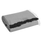 Casa si Gradina - Textile si covoare - Pături și cuverturi - Cuverturi - Cuvertura decorativa pentru canapea cu doua locuri, cu franjuri albe si antracit, 230x180 cm, gri - Infinity.ro