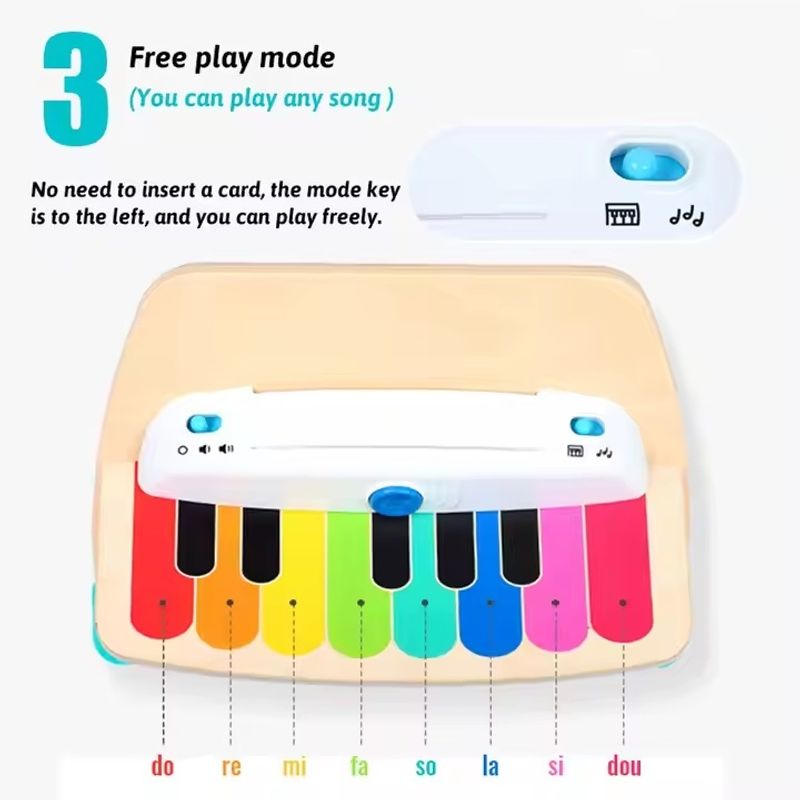 Jucarii, Copii si Bebe - Jucarii si jocuri - Jucarii de rol - Instrumente muzicale de jucarie - Pian interactiv pentru copii 1 an+, Magic Touch, din lemn, cu 3 partituri muzicale incluse, 17 x 25 x 31 cm, multicolor - Infinity.ro