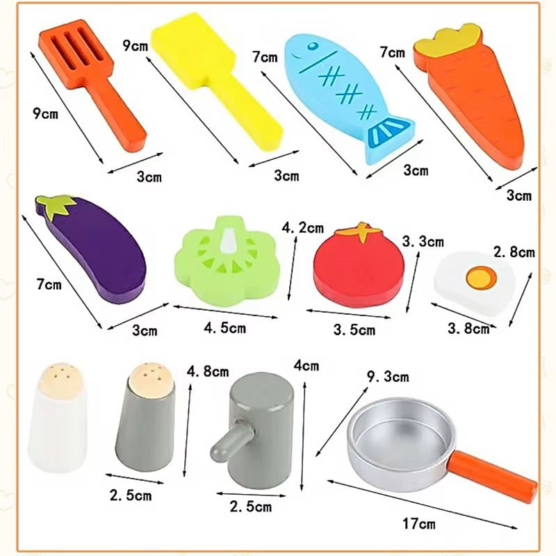 Jucarii, Copii si Bebe - Jucarii si jocuri - Jucarii & jocuri educative - Jucarii interactive - Joc de rol, bucatarie cu 15 accesorii de gatit din lemn, pentru copii 3 ani+, 22.4x30 cm, multicolor - Infinity.ro