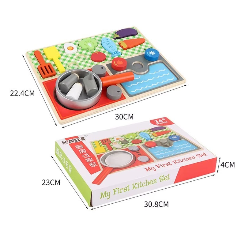 Jucarii, Copii si Bebe - Jucarii si jocuri - Jucarii & jocuri educative - Jucarii interactive - Joc de rol, bucatarie cu 15 accesorii de gatit din lemn, pentru copii 3 ani+, 22.4x30 cm, multicolor - Infinity.ro