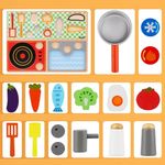 Jucarii, Copii si Bebe - Jucarii si jocuri - Jucarii & jocuri educative - Jucarii interactive - Joc de rol, bucatarie cu 15 accesorii de gatit din lemn, pentru copii 3 ani+, 22.4x30 cm, multicolor - Infinity.ro