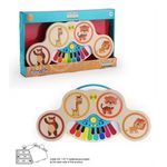 Jucarii, Copii si Bebe - Jucarii si jocuri - Jucarii de rol - Instrumente muzicale de jucarie - Pian si tobe din lemn, pentru copii 1 an+, 2 in 1, Magic Touch, cu sunete si lumini, 22.5 x 13 x 2.5 cm, multicolora - Infinity.ro