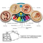 Jucarii, Copii si Bebe - Jucarii si jocuri - Jucarii de rol - Instrumente muzicale de jucarie - Pian si tobe din lemn, pentru copii 1 an+, 2 in 1, Magic Touch, cu sunete si lumini, 22.5 x 13 x 2.5 cm, multicolora - Infinity.ro