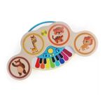 Jucarii, Copii si Bebe - Jucarii si jocuri - Jucarii de rol - Instrumente muzicale de jucarie - Pian si tobe din lemn, pentru copii 1 an+, 2 in 1, Magic Touch, cu sunete si lumini, 22.5 x 13 x 2.5 cm, multicolora - Infinity.ro