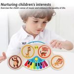 Jucarii, Copii si Bebe - Jucarii si jocuri - Jucarii de rol - Instrumente muzicale de jucarie - Pian si tobe din lemn, pentru copii 1 an+, 2 in 1, Magic Touch, cu sunete si lumini, 22.5 x 13 x 2.5 cm, multicolora - Infinity.ro