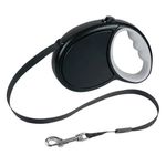 Petshop - Accesorii petshop - Zgarzi, lese si hamuri - Lese - Lesa mecanica, pentru caini, cu buton de franare, dimensiuni 7m, negru-gri - Infinity.ro