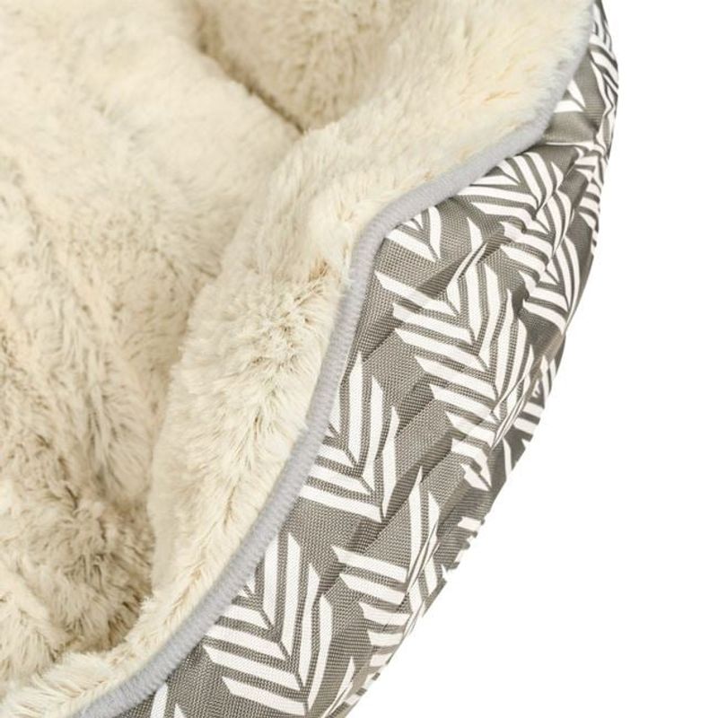 Petshop - Accesorii petshop - Culcusuri si custi - Culcusuri si saltele - Pat pentru caini, cu imitatie de blana, dreptunghiular, dimensiuni 70x65x18cm, gri-bej - Infinity.ro