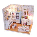 Jucarii, Copii si Bebe - Jucarii si jocuri - Papusi si accesorii - Casute de papusi si mobilier - Casuta de construit pentru copii, din lemn, cu mobilier, accesorii si lumina, multicolor - Infinity.ro
