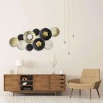 Casa si Gradina - Decoratiuni - Obiecte decorative - Accesorii decorative - Decoratiune metalica de perete din flori cu detalii brushed, 80x36x7 cm, negru/auriu/alb - Infinity.ro