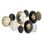 Casa si Gradina - Decoratiuni - Obiecte decorative - Accesorii decorative - Decoratiune metalica de perete din flori cu detalii brushed, 80x36x7 cm, negru/auriu/alb - Infinity.ro