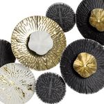 Casa si Gradina - Decoratiuni - Obiecte decorative - Accesorii decorative - Decoratiune metalica de perete din flori cu detalii brushed, 80x36x7 cm, negru/auriu/alb - Infinity.ro