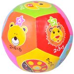 Jucarii, Copii si Bebe - Jucarii si jocuri - Jucarii & jocuri educative - Jucarii interactive - Minge de jucarie cu animale si cifre, Cu zornaitoare, Plastic, 17 cm, Multicolor - Infinity.ro