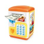 Jucarii, Copii si Bebe - Jucarii si jocuri - Jucarii & jocuri educative - Jucarii interactive - Pusculita electrica de jucarie pentru copii, cu sunete si lumini, 22.5x16x15.5cm, portocaliu-galben - Infinity.ro