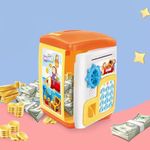 Jucarii, Copii si Bebe - Jucarii si jocuri - Jucarii & jocuri educative - Jucarii interactive - Pusculita electrica de jucarie pentru copii, cu sunete si lumini, 22.5x16x15.5cm, portocaliu-galben - Infinity.ro