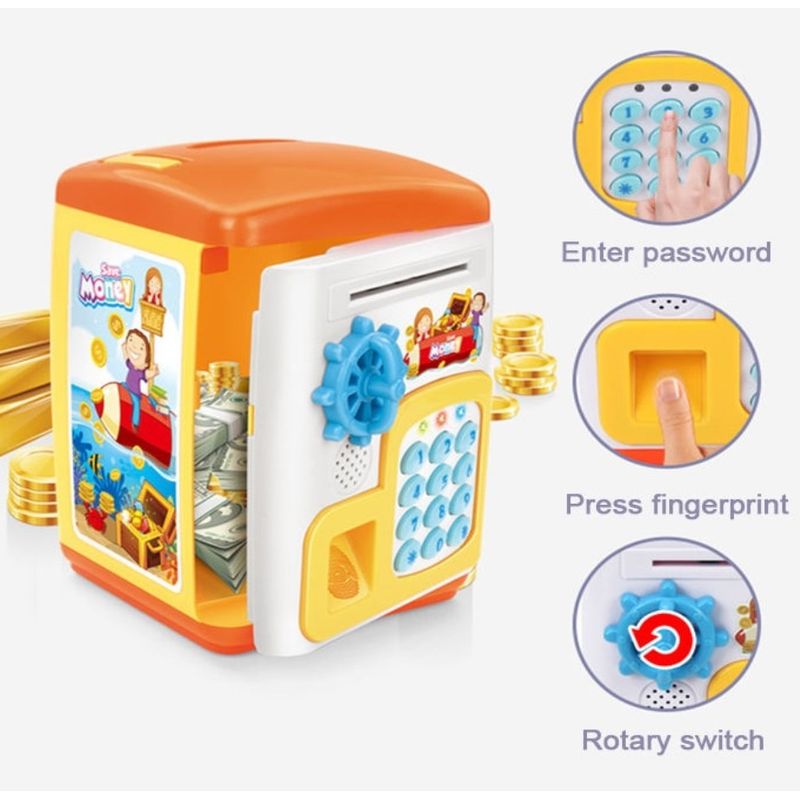 Jucarii, Copii si Bebe - Jucarii si jocuri - Jucarii & jocuri educative - Jucarii interactive - Pusculita electrica de jucarie pentru copii, cu sunete si lumini, 22.5x16x15.5cm, portocaliu-galben - Infinity.ro