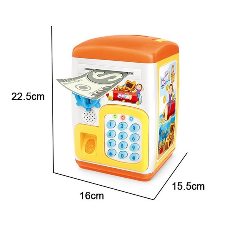 Jucarii, Copii si Bebe - Jucarii si jocuri - Jucarii & jocuri educative - Jucarii interactive - Pusculita electrica de jucarie pentru copii, cu sunete si lumini, 22.5x16x15.5cm, portocaliu-galben - Infinity.ro